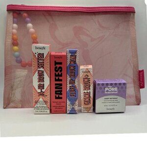 Benefit Cosmetics 6-Piece Set Bag Gimme Brow Fanfest Mascara Porefessional Mask